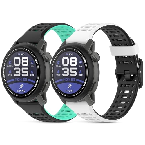 CHULN 2 Stücks Armband Kompatibel Für Coros Pace 2/Apex 2/Apex 42mm, 20mm Einstellbares Silikon Sport Ersatzarmband für Coros Pace 2. von CHULN