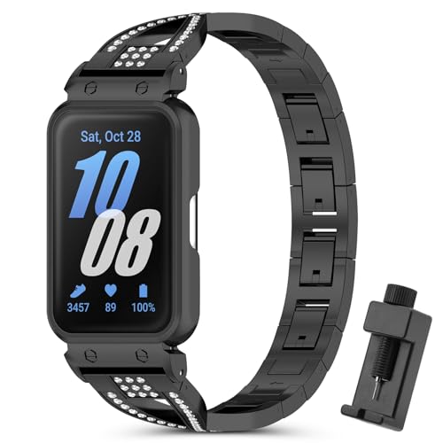 CHULN Armband Kompatibel mit Samsung Galaxy Fit 3, Verstellbar Edelstahl Metall Ersatzband für Galaxy Fit 3 Smartwatch. (No host) von CHULN