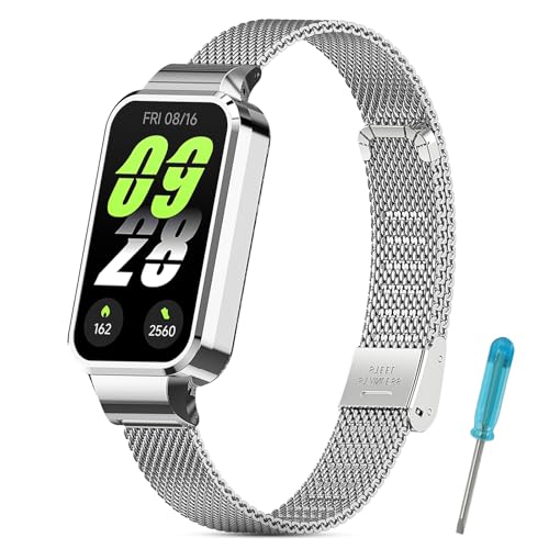 CHULN Metall Armband Kompatibel mit Xiaomi Miband 9 Active/Redmi Watch Band 3, Verstellbar Edelstahl Ersatzband für Miband 9 Active Smartwatch. (No host) von CHULN