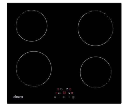 CIARRA Induktionskochfeld Einbau 4 Zonen Kochfeld Induktionskochfeld Touch Control mit 4 Platten 9 Leistungsstufen Induktionskochfeld 6000W CABBIH4-GG von CIARRA