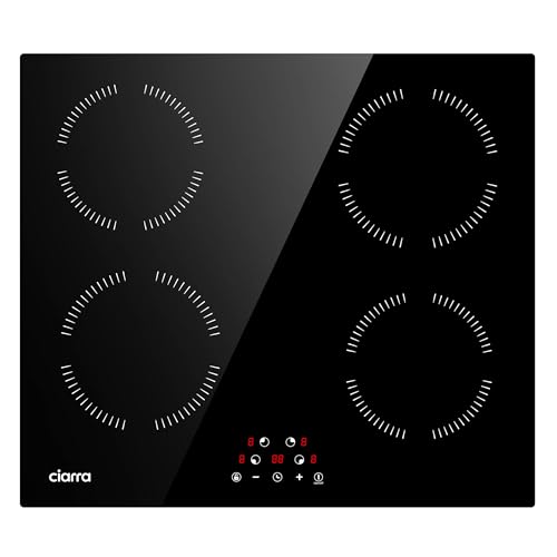 Ciarra CABBIH4-A Einbau Induktionskochfeld 60cm 4 Zonen Kochfeld Induktion mit Timer Touch-Bedienung 4 Platten 9 Leistungsstufen Induktionskochplatte 6000W von CIARRA