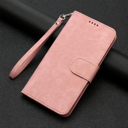 CIBOS Flip-Leder-Handyhülle für iPhone 15 Pro Max 14 13 12 11 Pro Max 15 Plus 13 Pro Handschlaufe Brieftasche Kartenfächer Halterabdeckung, Pink, Für iPhone 12 Pro von CIBOS