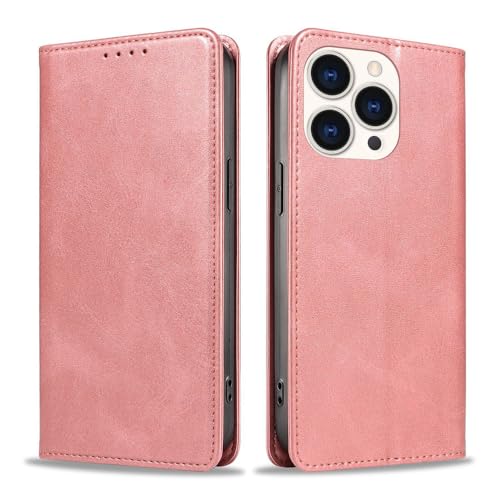 Lederschutzhülle für iPhone 15 Pro Max 11 12 13 14 Pro Max 15 Plus 13 Pro Standkartenfächer Flip Wallet Case, Pink, für iPhone 15Pro Max von CIBOS