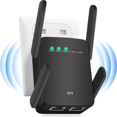 WLAN Verstärker, 1200M WLAN Repeater, 5G & 2.4G Dualband Ultraxtendex WiFi Repeater mit LAN anschluss, WPS, 99% Standard-WiFi Routern, Kompatibel mit Alexa, Deckt bis zu 9200Sq.ft und 45 Geräte a von CINAMON