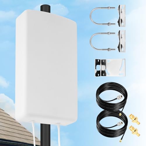 4G LTE 5G Panel Antenne Outdoor Mimo Richtantenne Dual-Polarisation 698-2700 | 3300-4000 MHz mit SMA Stecker TS9 Adapter Verstärkung Bis zu 18dBi 2x10 Meter Kabel passend 5G 3G 4G LTE Router von CISSIYOG