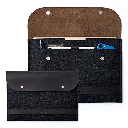 CITYSHEEP iPad Pro 12,9 Zoll Sleeve Case Tasche passt mit Magic oder Smart Keyboard, Apple Pencil Halter, Separates Fach für Ladegerät, Dokumente, natürlicher Wollfilz und echtes Leder, von CITYSHEEP