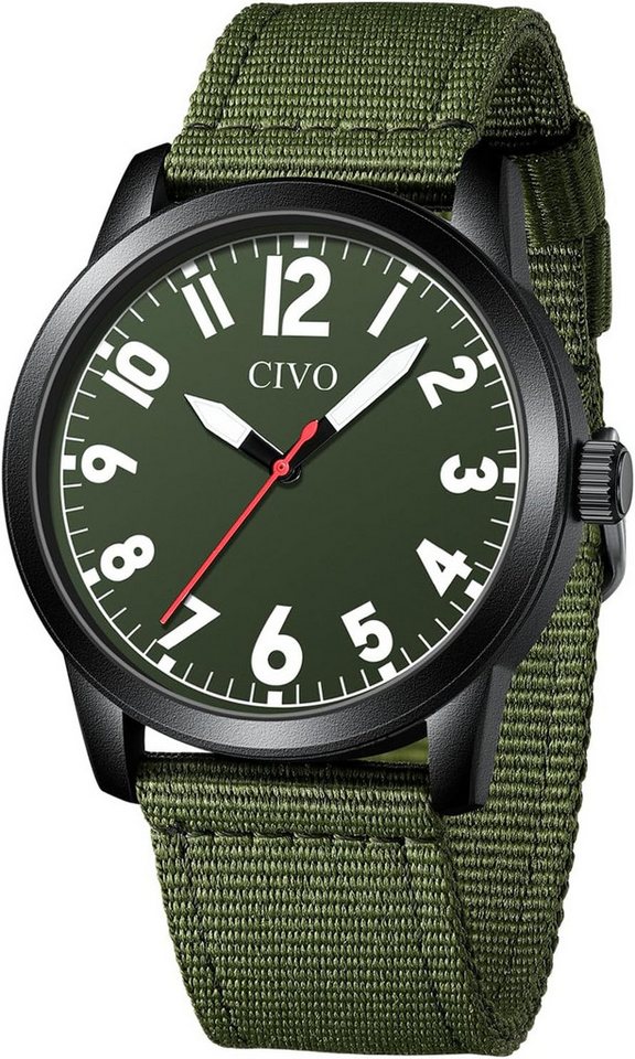 CIVO 42 mm Zifferblatt Watch, mit Japanisches Quarzwerk für präzise Zeitmessung, 3ATM wasserdichte von CIVO