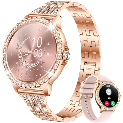 CIVO Smartwatch Damen Fitness Armbanduhr: Rosegold Fitnessuhr Kompatibel Android iOS - Blutdruckmessung Smart Watch mit Telefonfunktion von CIVO