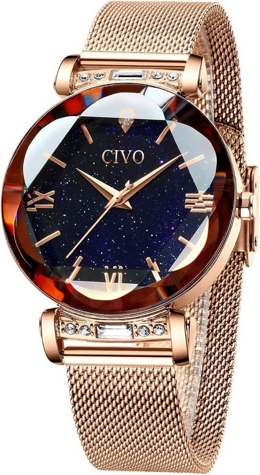 CIVO Strassverzierungen Watch, Elegante exquisite Langlebiges japanisches Quarzwerk 3ATM Wasserdicht von CIVO