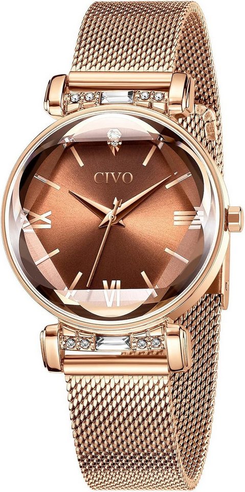 CIVO Strassverzierungen Watch, Elegante exquisite Langlebiges japanisches Quarzwerk 3ATM Wasserdicht von CIVO