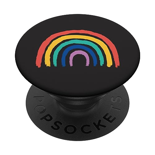 Kinder Regenbogen Schwarz PopSockets mit austauschbarem PopGrip von CJ Grips