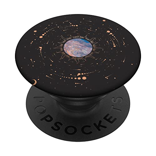 Planet Universe Galaxy Astrologie Space Stars Moon schwarz PopSockets mit austauschbarem PopGrip von CJ Grips