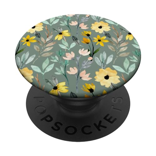 Aquarell Blumen Botanisches Muster Dunkelgrün PopSockets mit austauschbarem PopGrip von CJ Merch