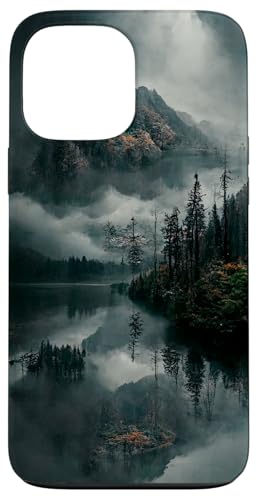 Hülle für iPhone 13 Pro Max Landschaft mit Bergen, Waldsee und Nebel von CJ Merch