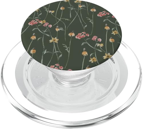 Wildblumen Blumenmuster Dunkelgrün PopSockets PopGrip für MagSafe von CJ Merch