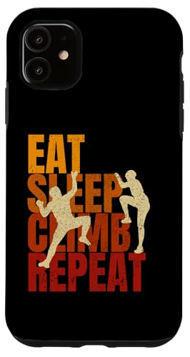 Hülle für iPhone 11 Lustiger Kletterer zum Bergsteigen Eat Sleep Climb Repeat von CJans Design