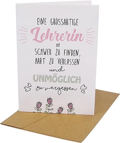 CL&MH Postkarte „EIN GROßARTIGER LEHRER... ist schwer zu finden...“ – Grußkarte aus Aquarellpapier,Geschenkkarte,Lehrerkarte von CL&MH