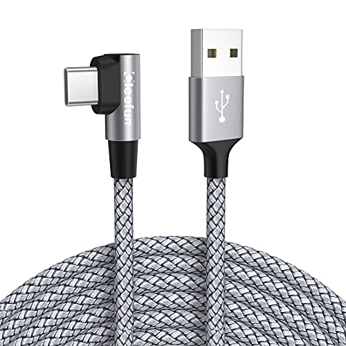 CLEEFUN USB C Kabel Winkle 3 M, USB C Winkelstecker 90 Grad Ladekabel Kompatible mit iPhone 15/15 Pro/15 Pro Max, mit Samsung Galaxy S24/S23/S22 Plus usw von CLEEFUN