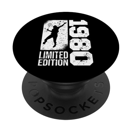 Federball Spieler Jahrgang 1980 Geburtstag Badminton PopSockets Klebender PopGrip von CLICK-HERE for more Badminton-game Birthday Shirts