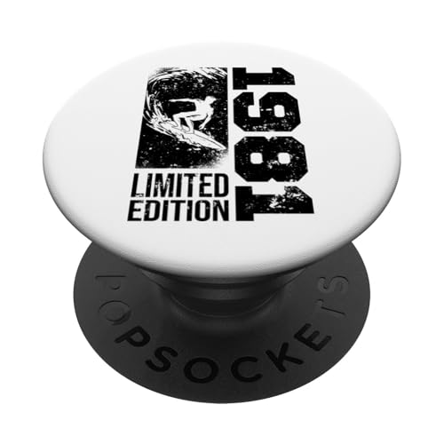 Surfen Jahrgang 1981 geboren Geburtstag Surfing Surfer PopSockets Klebender PopGrip von CLICK-HERE for more Surfing Birthday Shirts