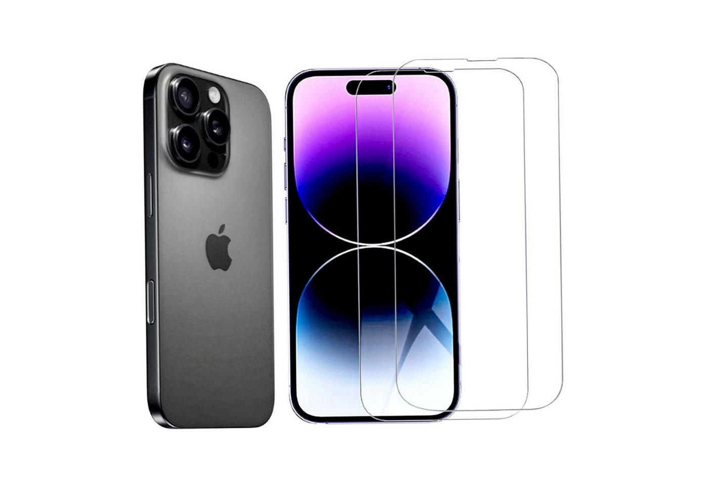 CLM-Tech Displayschutzglas 2x Schutzfolie für iPhone 16 Pro Max Panzerfolie kristallklar für iPhone 16 Pro Max 6,9 Zoll, Panzerglas Folie - Anti-Fingerabdruck und kratzfest -, 2 Stück, Kristallklar von CLM-Tech