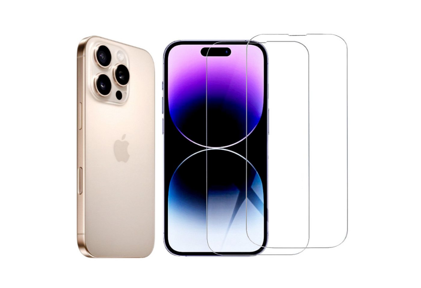 CLM-Tech Displayschutzglas 2x Schutzfolie für iPhone 16 Pro Panzerfolie kristallklar für iPhone 16 Pro 6,3 Zoll, Panzerglas Folie - Anti-Fingerabdruck und kratzfest -, 2 Stück, Kristallklar von CLM-Tech