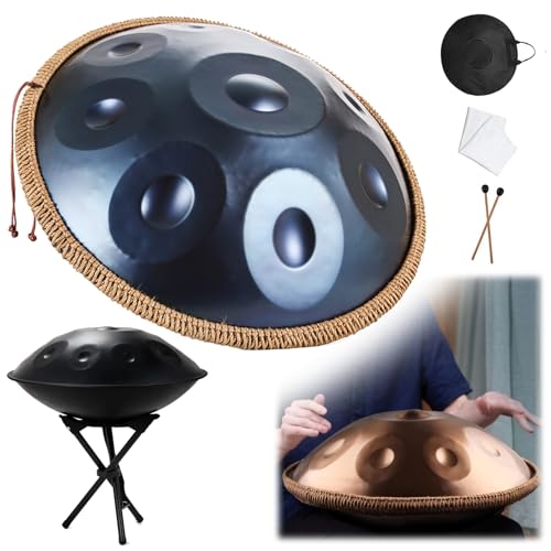 9 Noten Handpan 22 Zoll D-Moll Kurd Handpan-Trommel Percussion Hangdrum Für Klangheilung, Persönliche Meditation D-Moll 440 Hz/432 Hz 55 CM Stahlhandtrommel Handpan Handpan Drum(Blue,9 Notes (440Hz)) von CMJYMX