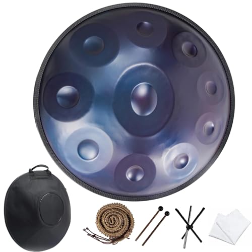 Handpan Trommel 432 Hz Professionelles Schlaginstrument De 9/10/12 Noten Handpan Drum 22 Zoll Für Anfänger, Profis Und Musiktherapeuten Persönliche Meditation Klangheilung(Blue,10 Notes (432Hz)) von CMJYMX