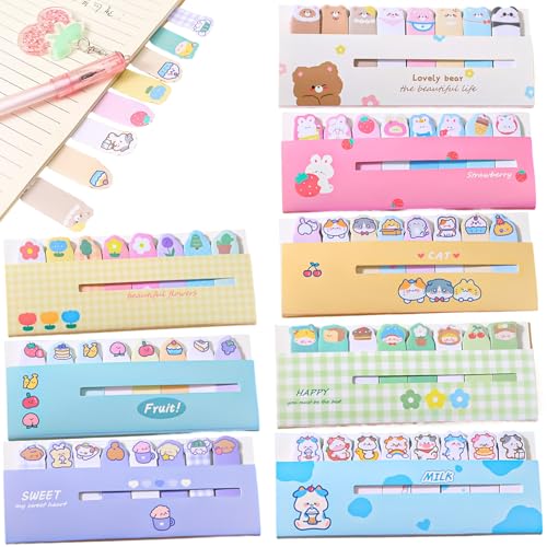 8PCS Mini Sticky Notes, 120 Blätter 8 Styles Kawaii Sticky Notes Index Tabs, beschreibbare Sticky Note -Flags, wiederverwendbare lustige Sticky Notes Lesezeichen für Büroschule... von CNAFGBGG