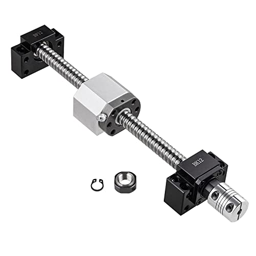 CNCMANS SFU1604 Kugelumlaufspindel SFU1604-600mm Edelstahl Gewindespindel mit BK12/BF12 Endunterstützung, Schraubkupplung von 6,35x10mm und Muttergehäuse (Durchmesser 16mm, Spindelsteigung 4mm) von CNCMANS