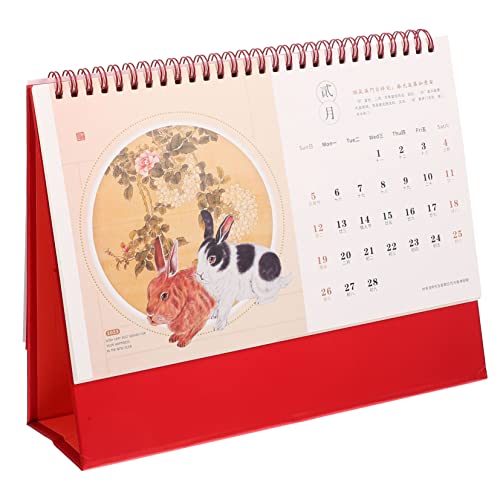 COHEALI 2023 Desktop- Für Kaninchenjahre Trendige Inneneinrichtung Dekorativer Tischkalender Chinesischer Mondtischkalender Filigraner Tischkalender Kalenderdekoration Papier von COHEALI