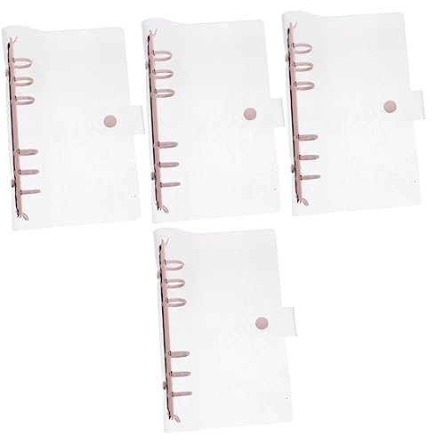 COHEALI 4 Stück Taschenbuch Loseblatt-Ordner nachfüllbarer Tagebucheinband Mini-Ordner Notizbuchhülle mit 6 Ringen write board büro materialien Schulzubehör klarer PVC-Notizbuchordner Rosa von COHEALI