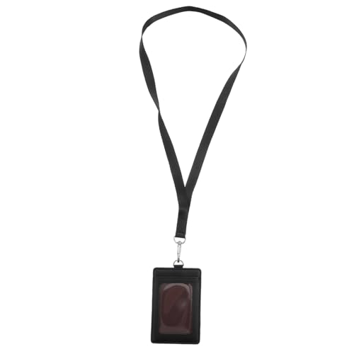 COHEALI Ausweisinhaber Namensschild Hals-ID-Halter Schlüsselband ID-Abzeichen-Rollen ID-Inhaber kreditkartenhalter credit card holder Kreditkarteninhaber Kartenhalter mit Lanyard Pu Black von COHEALI