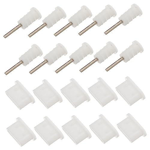 COLLBATH 10 Paar Micro-USB-Stecker Kopfhörerbuchse Staubschutz Kopfhörersteckerabdeckung Stecker für Mobiltelefone silikonstopfen silikonstopper USB stecker Kopfhörer-Klinkenstecker Weiß von COLLBATH