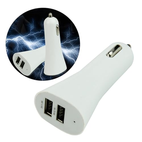 COLLBATH Dual-USB-autoladegerät Autoladegerät Mit Anschlüssen Duales Autoladegerät Dual-USB-ladebuchse Zigarettenanzünder-autoladegerät Handyladegerät USB-ladegerät Für Fahrzeuge Weiß von COLLBATH