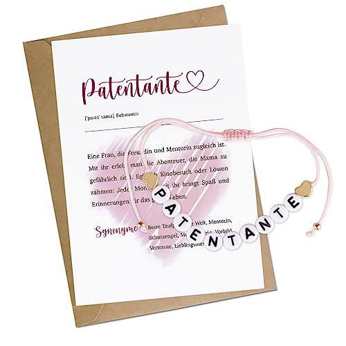 COLOFALLA Patentante Fragen Patentante Geschenk Muttertagsgeschenk Grußkarte Umschlag Armband für Patentante Taufpatin zur Taufe Geburt Weihnachten Geburtstag von COLOFALLA