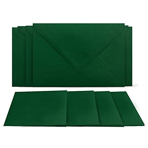 150 Klappkarten mit Umschlägen Set Dunkelgrün - DIN A6 Blanko Doppelkarten 14,8 x 21 cm (160 g/m²) - DIN C6 Umschlag 11,4 x 16,2 cm (100 g/m²) Nassklebung - Grußkarten Einladungskarten Hochzeit von COLOURS 4-YOU by Glüxx-Agent