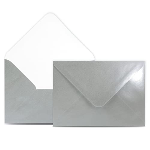 300 Briefumschläge DIN C6 Silber - 11,4 x 16,2 cm - Kuverts mit 90 g/m² Nassklebung spitze Klappe - Umschläge ohne Fenster - Colours-4-you von COLOURS 4-YOU by Glüxx-Agent