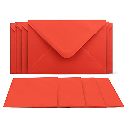 75 Klappkarten mit Umschlägen Set Rot - DIN A6 Blanko Doppelkarten 14,8 x 21 cm (160 g/m²) - DIN C6 Umschlag 11,4 x 16,2 cm (100 g/m²) Nassklebung - Grußkarten Einladungskarten Hochzeit von COLOURS 4-YOU by Glüxx-Agent