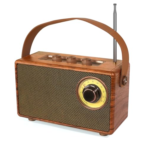 AM/FM Retro Radio with Bluetooth, Bluetooth Speaker Lautsprecher - Portable,Nostalgia Radio Small with Rechargeable Battery, Small Radio Kitchen Radio, Transistor Radio Supports USB/TF/Aux Function von COLSUR