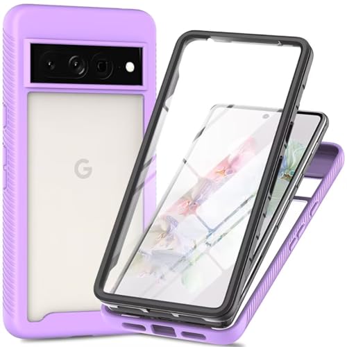 COMAKU Google Pixel 8 Pro Hülle Eingebauter displayschutz 360 Grad Rundumschutz Handyhülle, Militärischer Stoßfest TPU Bumper Schutzhülle Robuste Durchsichtige Kratzfest Case - Hellviolett von COMAKU