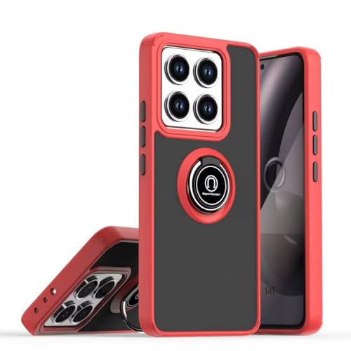 COMAKU Hülle für Xiaomi 14T Pro 5G, mit 360 Grad Ring Ständer Case [funktioniert mit magnetischer Autohalterung] PC+TPU Soft Bumper Handyhülle Cover Schutzhülle - Rot von COMAKU