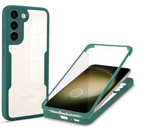 COMAKU Samsung Galaxy S24 FE 5G Hülle Eingebauter displayschutz 360 Grad Rundumschutz Handyhülle, Militärischer Stoßfest TPU Bumper Schutzhülle Robuste Durchsichtige Kratzfest Case - Grün von COMAKU