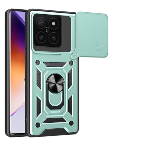 COMAKU Ultra Panzerhülle für Xiaomi 14T 5G, TPU+PC Stoßfeste Hülle mit Slide Camera Cover Kameraschutz mit Ring Ständer Handyhülle - Grün von COMAKU