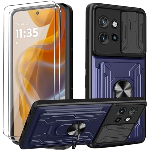 CONAPIKA Hülle für Motorola Edge 50 Neo 5G, mit 2 Stück Schutzfolie,Militär Robust Hart PC+TPU Handyhülle [Kameraschutz][360° Metall Ring Ständer][Kartenfach Slot] Anti-Kratzer Bumper Schutzhülle von CONAPIKA