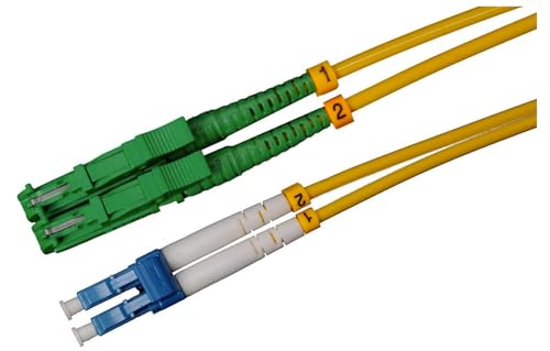 CONBIC® LWL Glasfaser-Kabel – OS2, Singlemode, gelb, E2000/APC auf LC/UPC Stecker, Duplex 9/125, G.652D LSZH 20m Enterprise Edition von CONBIC