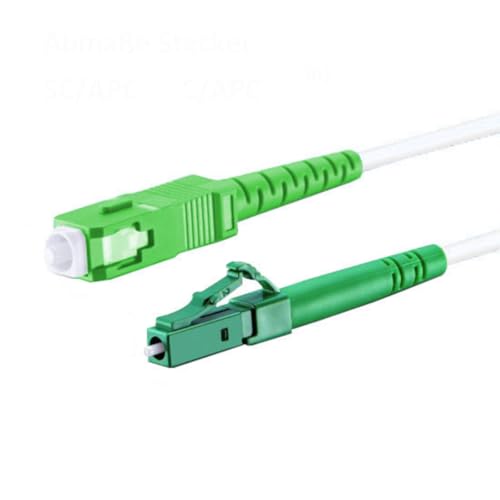 CONBIC® LWL Glasfaser-Kabel – OS2 weiß, SC/APC auf LC/APC 8° Stecker, Simplex 9/125 Patchkabel – Lichtwellenleiter Meterauswahl G.657.A2 (15m) von CONBIC