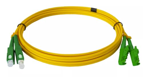 CONBIC LWL Glasfaser-Kabel – 1m OS2 gelb, E2000/APC-SC/APC Stecker, Duplex 9/125 Patchkabel – Lichtwellenleiter 1 Meter von CONBIC