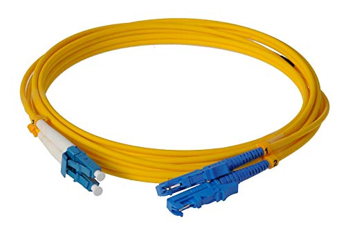 CONBIC LWL Glasfaser-Kabel – 6m OS2 gelb, E2000/UPC auf LC/UPC Stecker, Duplex 9/125 Patchkabel – Lichtwellenleiter 6 Meter von CONBIC