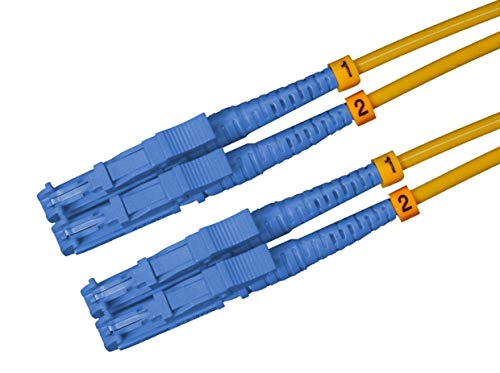 CONBIC LWL Glasfaser-Kabel – 1m OS2 gelb, E2000/UPC auf E2000/UPC Stecker, Duplex 9/125 Patchkabel – Lichtwellenleiter 1 Meter von CONBIC